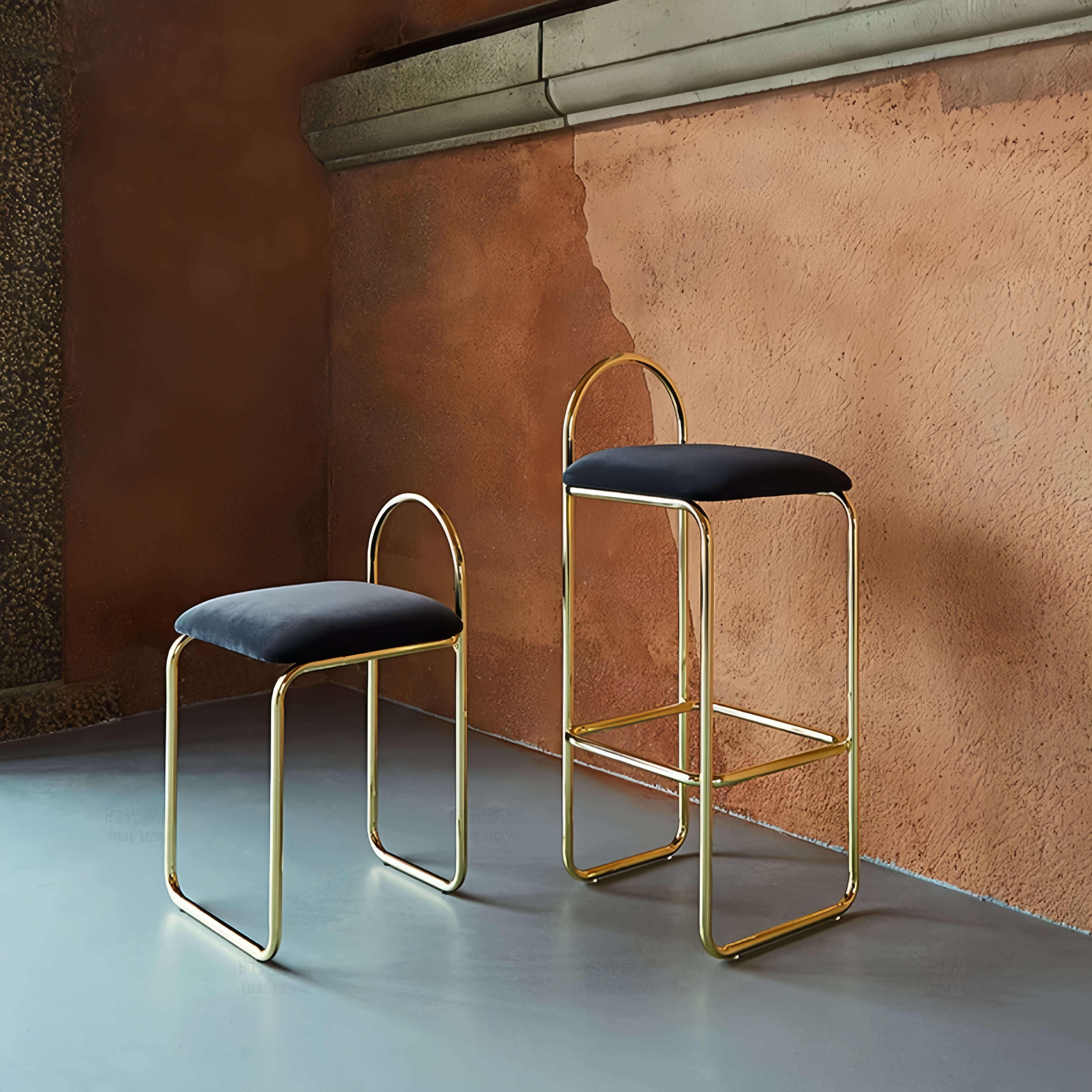 网红吧台椅金色高脚凳ins创意简约前台椅北欧酒吧家用化妆靠背椅,住宅家具,家用高脚椅,淘宝优惠券,粉丝福利购,淘宝优惠卷