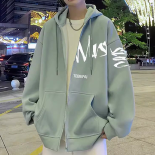 春秋款连帽卫衣开衫12男孩13初中学生外套15岁青少年大童帅气男装