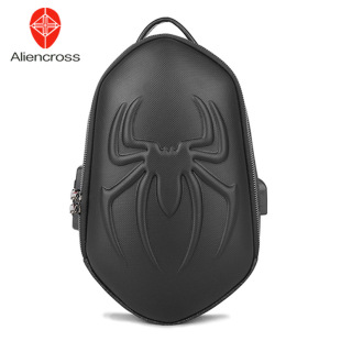 Aliencross防水单肩机车骑行胸包硬壳USB充电斜挎包潮酷骑士背包