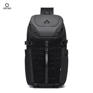 OZUKO男款战术胸包高级感潮牌斜挎包户外防水便携单肩小背包男士