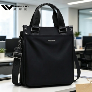 威尔伦新款男包大容量商务手提包男款公文包文件包男士单肩斜挎包