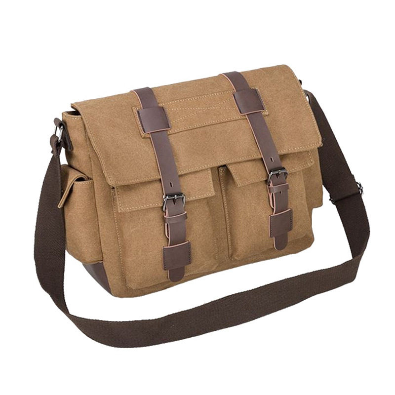 古木子高密度帆布袋复古工具包中性通用斜挎包高档环保帆布单肩包