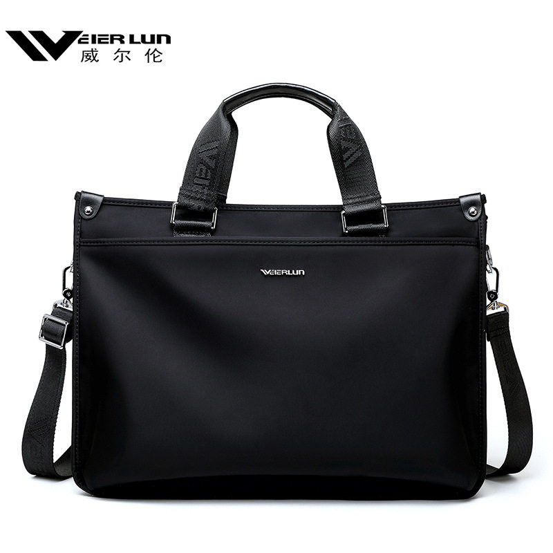 威尔伦大容量商务手提包男款公文包文件包电脑包单肩包男士斜挎包