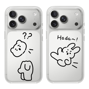 小熊兔子适用于苹果17PROMAX透明手机壳硅胶可爱iPhone16PROMAX情侣15卡通14动漫13华为12小米15VIVOOPPO