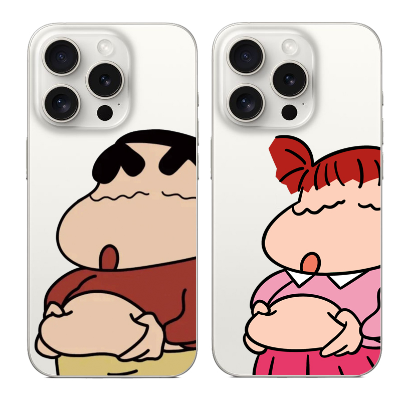 蜡笔小新适用iPhone16PROMAX动漫14卡通13可爱12简约11苹果15PROMAX情侣透明手机壳华为小米14三星OPPOVIVO