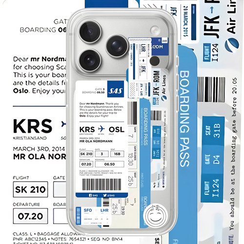 机票拼接适用iphone17promax手机壳个性15硅胶苹果16PROMAXVIVOOPPO简约13潮流12时尚14情侣透明华为小米