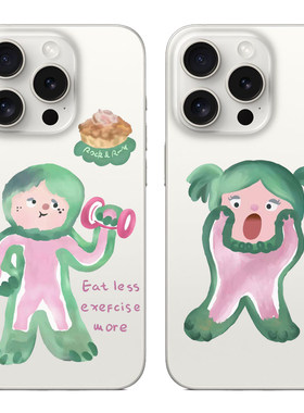 情侣小绿人健身适用iphone17PROMAX卡通14动漫15简约13创意苹果16promax透明手机壳适用华为小米vivo三星oppo