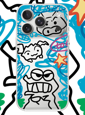 涂鸦蜡笔小新适用于苹果17PROMAX透明手机壳可爱iPhone16PROMAX情侣15PRO卡通14VIVOOPPO13动漫12华为小米