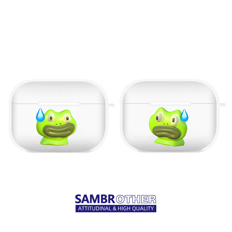 sam无语表情包适用airpods3 pro2个性趣味1/2代苹果情侣透明耳机