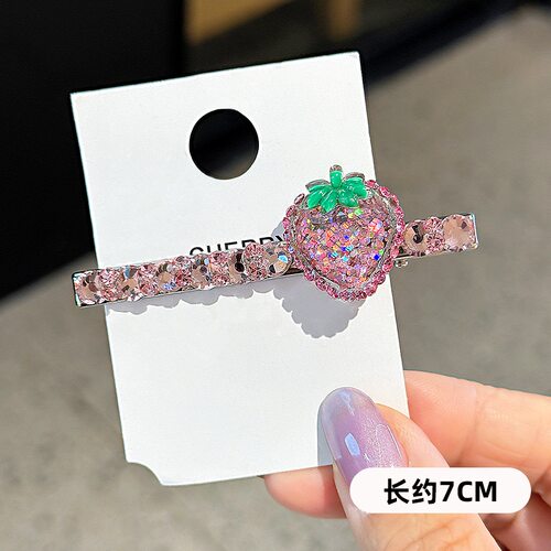 韩国高级感草莓碎钻发夹发饰甜美精致鸭嘴夹韩系可爱侧边夹