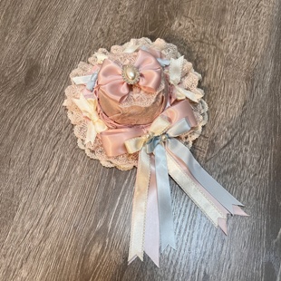 【现货掉落】一颗小奶糖 丝带千千结小物 甜美礼帽边夹发饰头饰