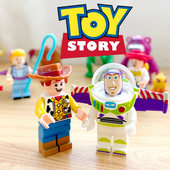 新品 巴斯光年胡迪三眼怪卡通儿童拼装 积木人仔场景摆设玩具相框