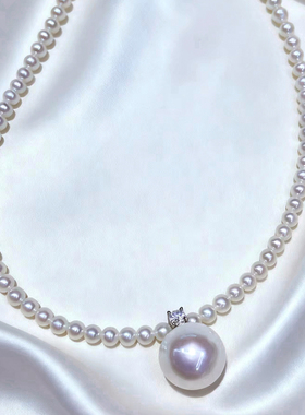 天然淡水小米珠项链爱迪生珍珠吊坠锁骨链女基本正圆极强光颈链