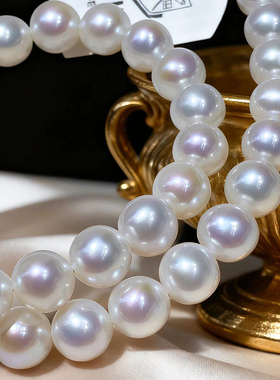 天然淡水珍珠项链锁骨颈链吉尔德大证极强光媲美akoya海水珍珠链