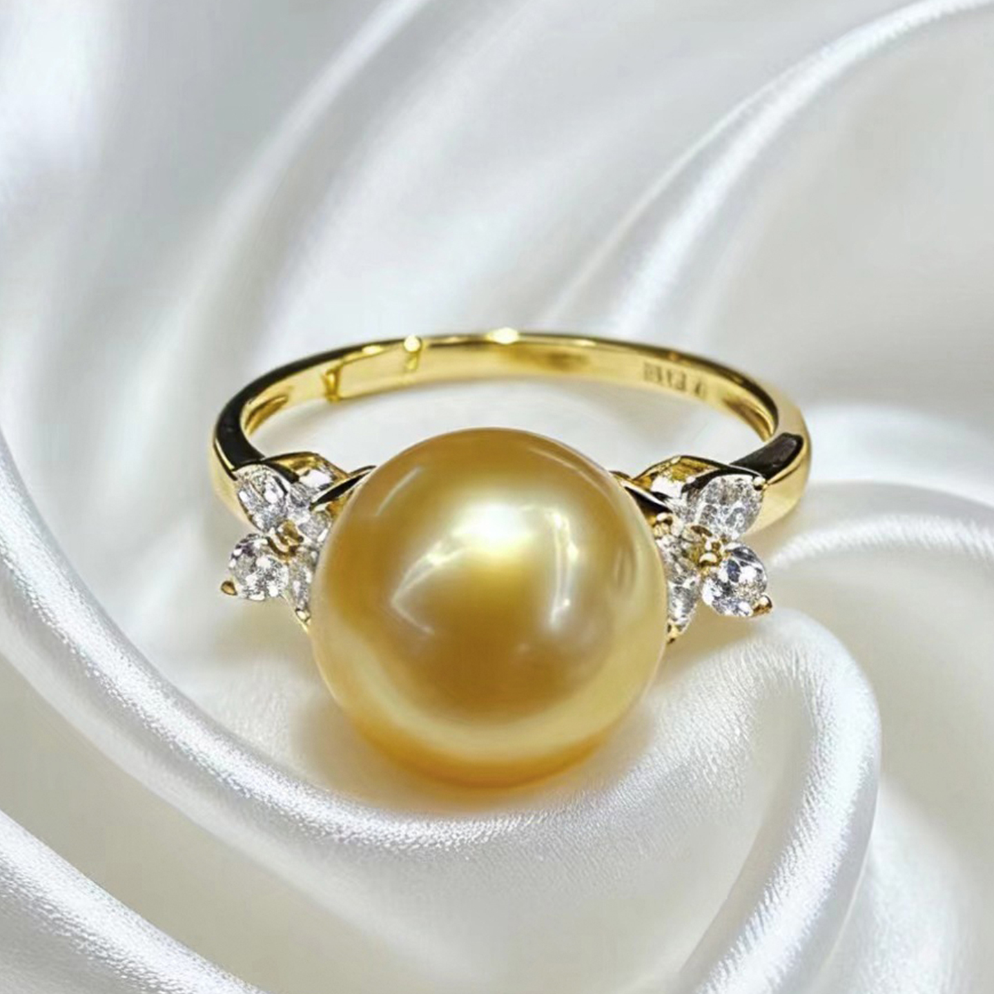 天然海水南洋金珠18K黄金锆石