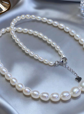 天然淡水珍珠项链大小珠渐变塔链米圆几乎无暇极强光锁骨颈链女