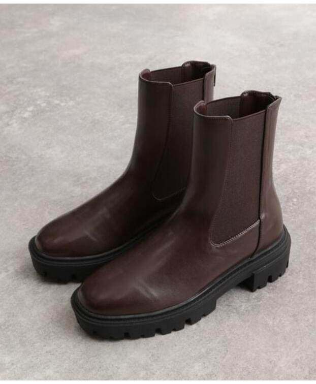 거대한 페디큐어  슬림하고 스타일리시하며 키가 큰 일본식 라운드 투 신축성 있는 첼시 부츠 굴뚝 부츠 슬림 부츠 여성 숏부츠