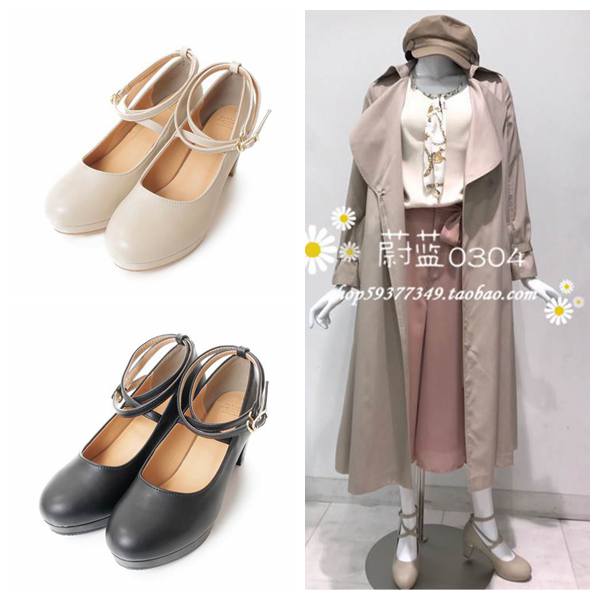 清倉!日系復古圓頭防水臺粗跟高跟森林系制服鞋通勤鞋OL女單鞋