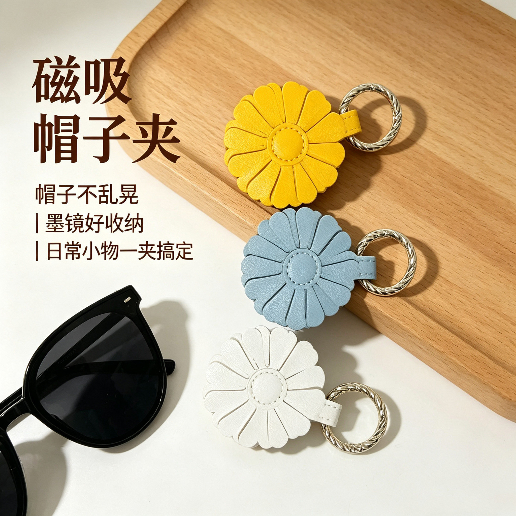 向日葵花帽夹无痕磁吸收纳夹太阳帽挂钩背包帽子挂扣便携防丢神器