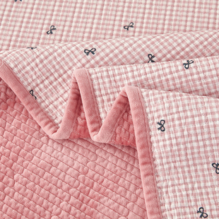 一面纯棉一面绒床盖2025新款牛奶婴儿绒高温水洗双面床垫夹棉床单