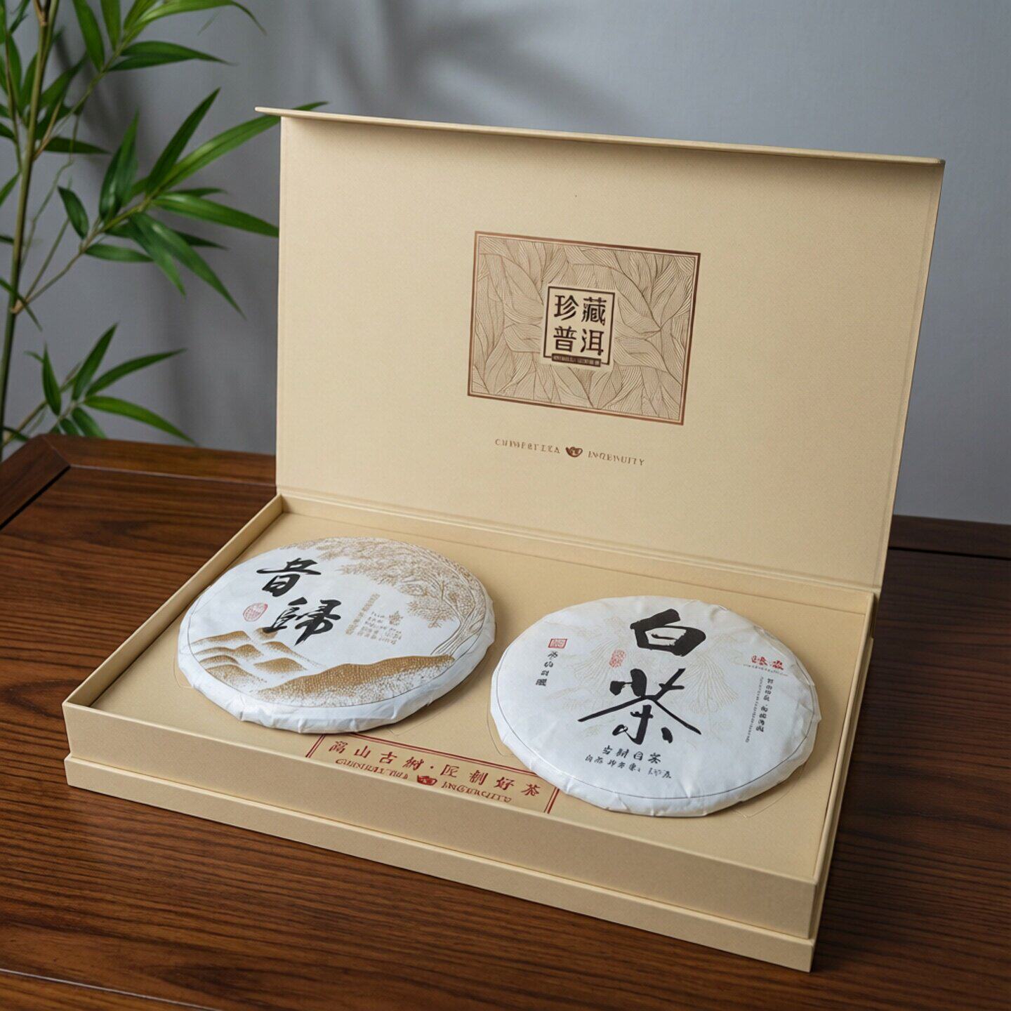 云南古树普洱茶古树白茶饼礼盒装714g伴手礼送礼盒装昔归生茶饼茶