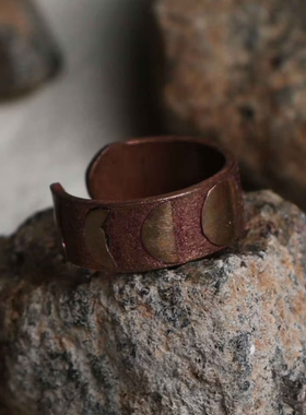 印度月相铜戒指迷人月亮均码开口戒指