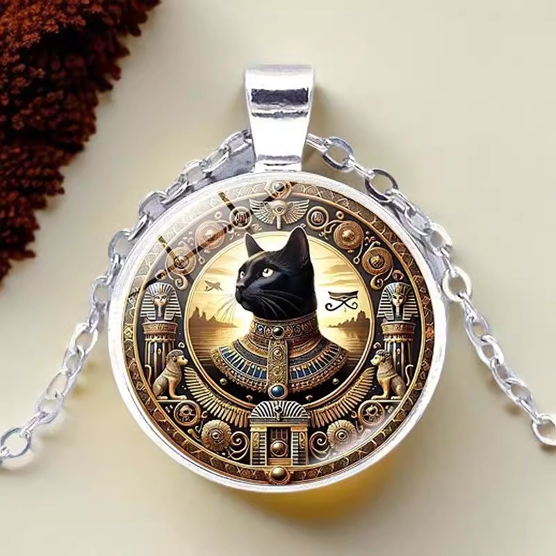 古埃及神秘巴斯特女神(Bastet)猫神护身符吊坠2.5cm光明