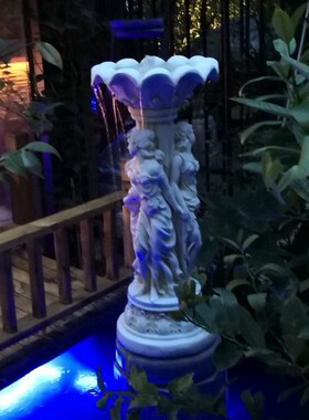 欧式小天使创意家居装饰品别墅庭院花园阳台鱼池水景流水喷泉摆件