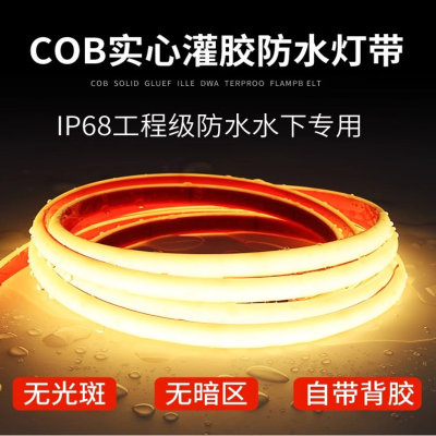 24v低压cob灌胶防水灯带IP68泡水硅胶户外工程软灯条反光槽灯带