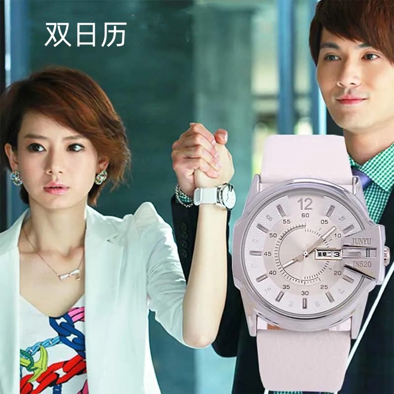 沐之晴戚薇同款手表女大表盘女士防水真皮带休闲石英表2023新款