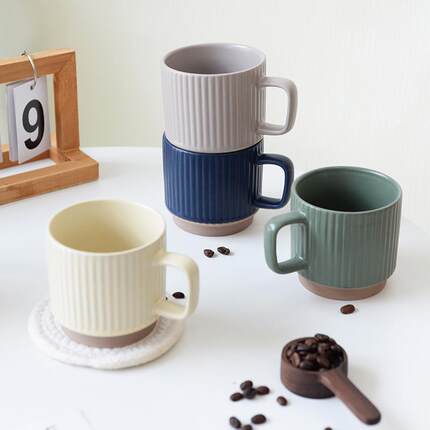 【ins热销款】北欧奶油色马克杯陶瓷杯牛奶杯 情侣水杯挂耳咖啡杯
