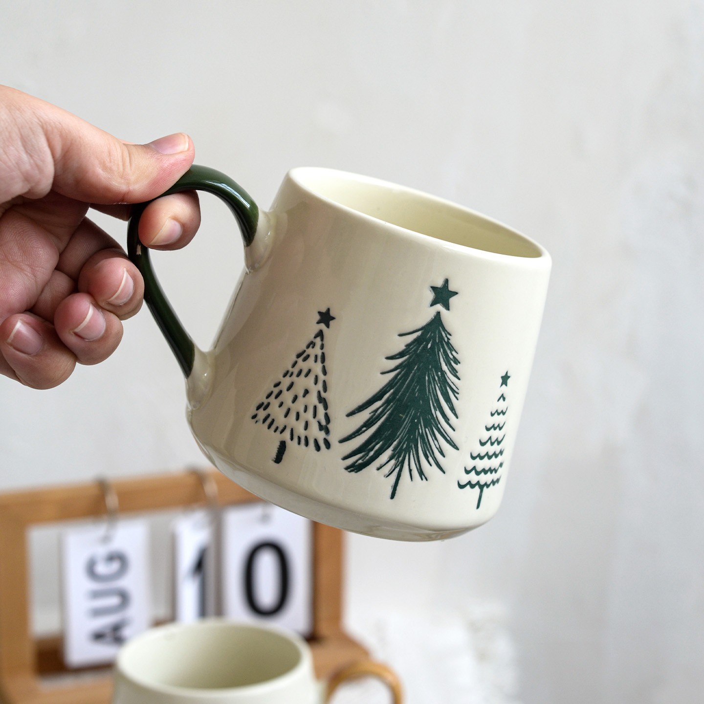 创意松树陶瓷马克杯家用早餐