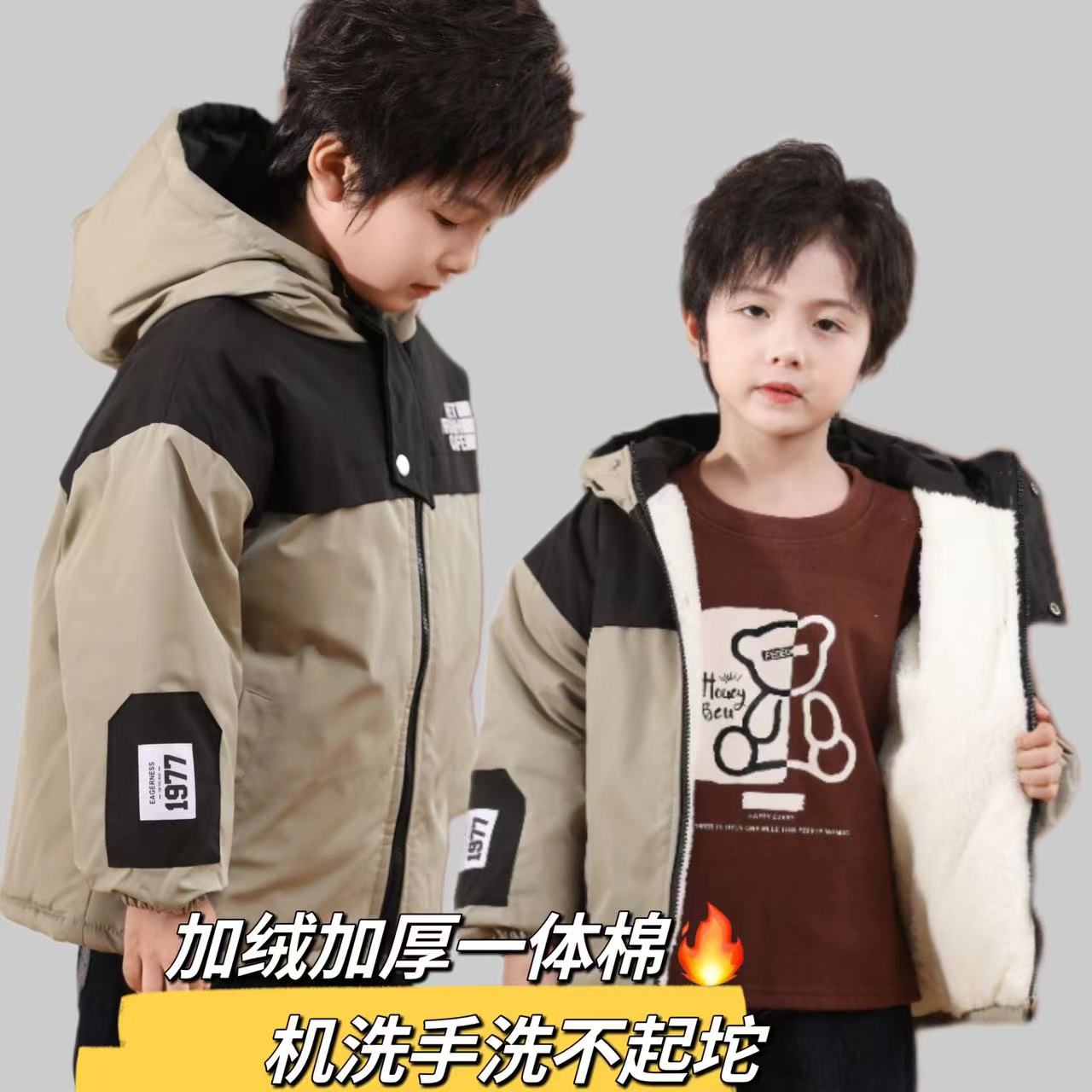 男女童加绒冬季新款冲锋衣一体棉