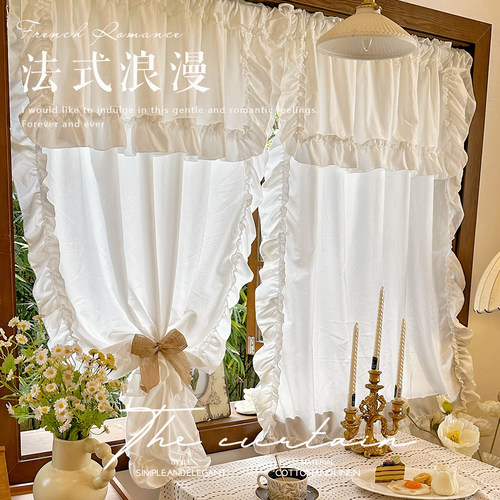 法式韩式白色浪漫公主风飘窗窗帘