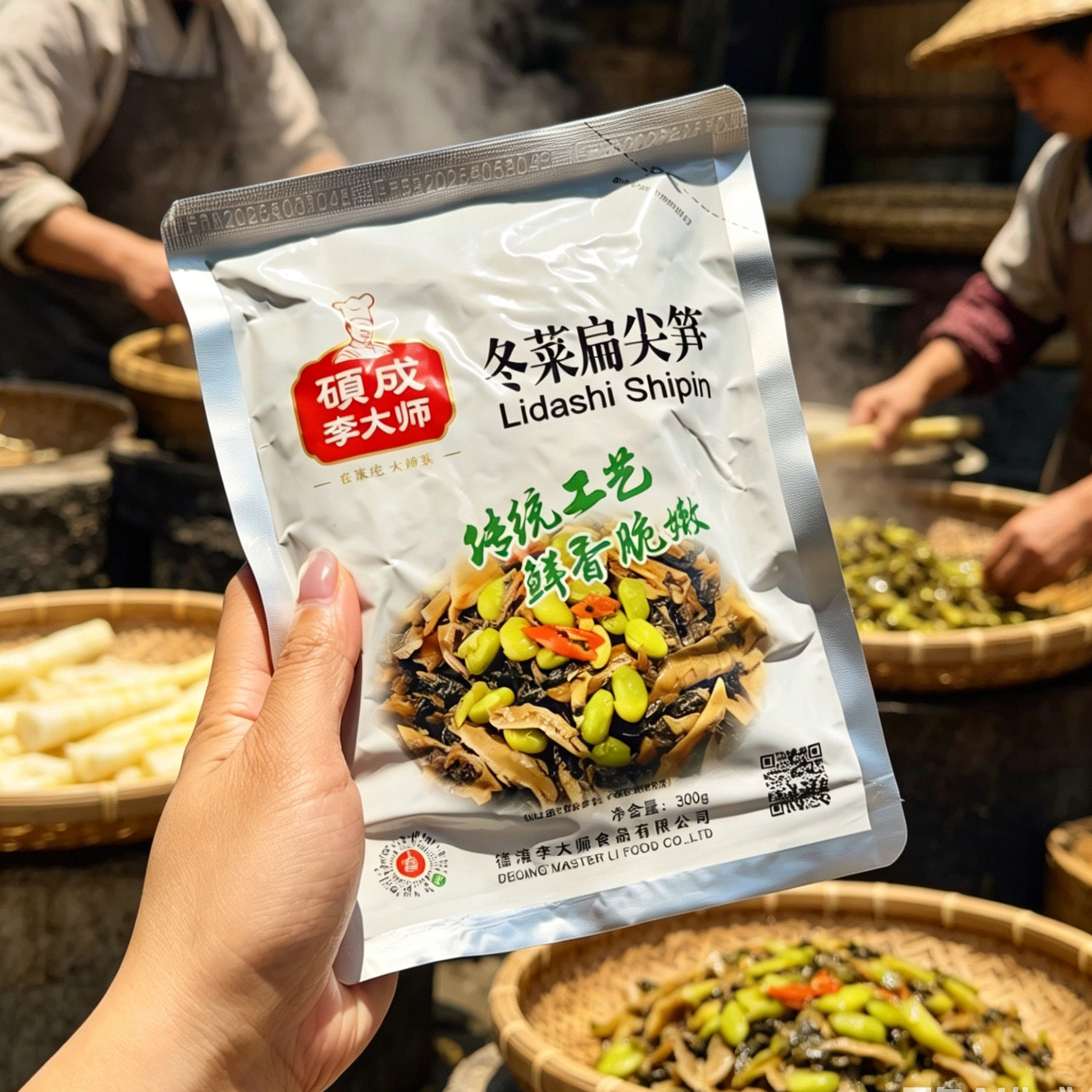 硕成李大师冬菜扁尖笋干德清特产300g配粥下饭 腌咸雪菜开袋即食