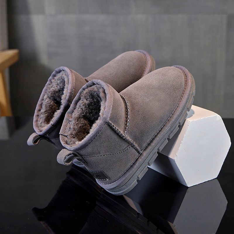 mini小54真皮儿童雪地靴男童女童冬季新款短棉靴加绒加厚保暖防滑