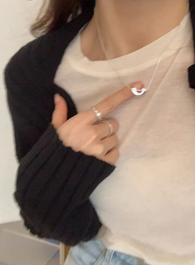 韩版s925纯银简约U型项链女ins时