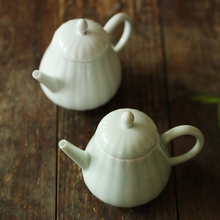 白瓷影青釉陶瓷茶壶泡茶壶过滤简约日式家用功夫茶具南瓜单壶