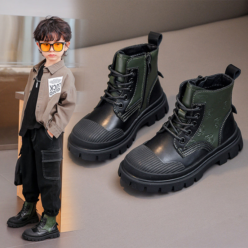 男童真皮马丁靴2025秋冬新款短靴儿童单靴中大女童炸街英伦风靴子