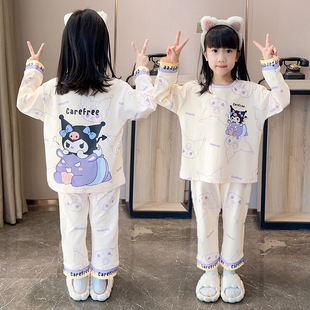 公主风儿童中大童家居服套装卡通女童睡衣春秋季新款长袖可外穿