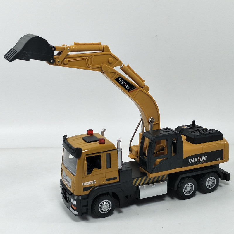 挖掘机玩具合金汽车模型轮式挖土机车载声光回力工程车玩具车