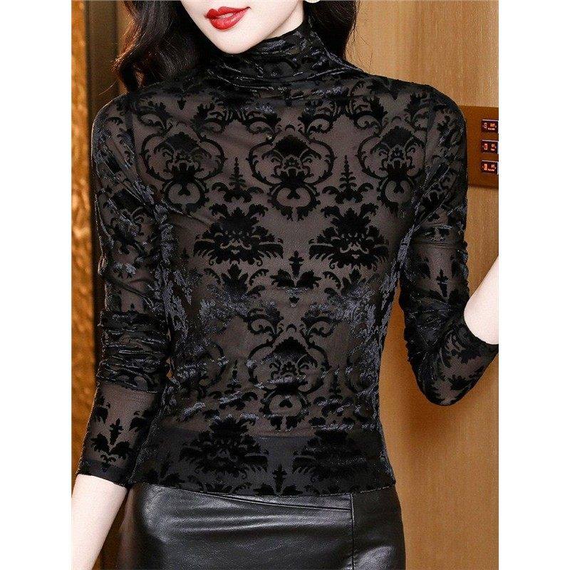 高领网纱打底衫女内搭春季2026新款植绒印花小衫长袖T恤蕾丝上衣,女装/女士精品,蕾丝衫/雪纺衫,淘宝优惠券,粉丝福利购,淘宝优惠卷