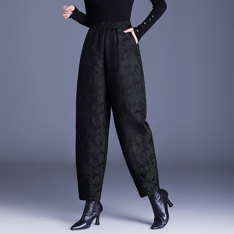 提花阔腿羽绒棉裤女士外穿冬季新
