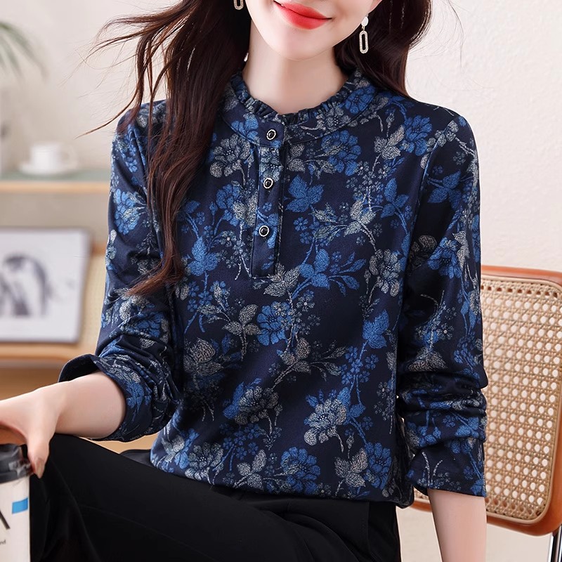 妈妈秋装碎花打底衫女士可外穿2025新款秋冬内搭巨好看的长袖上衣