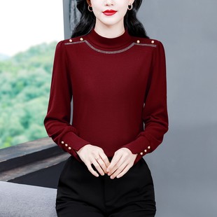高级感双面德绒镶钻打底衫女2025秋冬新款半高领小众保暖显瘦上衣