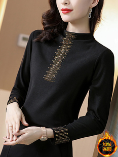 加绒打底衫女内搭洋气时髦德荣小衫妈妈时尚女士双面德绒t恤上衣