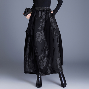 高端精致提花黑色花苞半身裙女士2026秋冬新款今年流行爆款半裙子