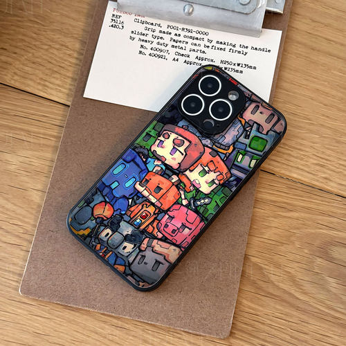 我的世界群像磁吸磨砂黑框电镀玻璃手机壳适用苹果iphone17promax华为PLus16/15/14NOVA12PROOPPORENO14PRO荣