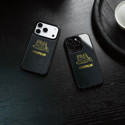 卡特推土机标磁吸磨砂黑框电镀玻璃手机壳适用苹果iphone17promax华为VIVOS17E小米15PROIQOONEO10PROPLUSOPP