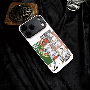 C罗进球庆祝磁吸磨砂黑框玻璃手机壳适用苹果iphone17promax华为荣耀MAGIC7PROVIVOS20PRO荣耀400PRO真我GT7